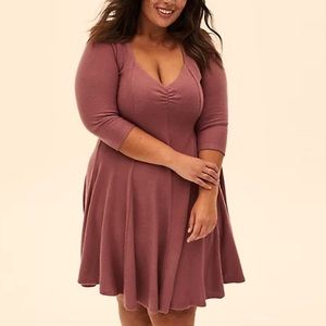 Torrid Super Soft Plush Fluted Dress - Dusty Rose